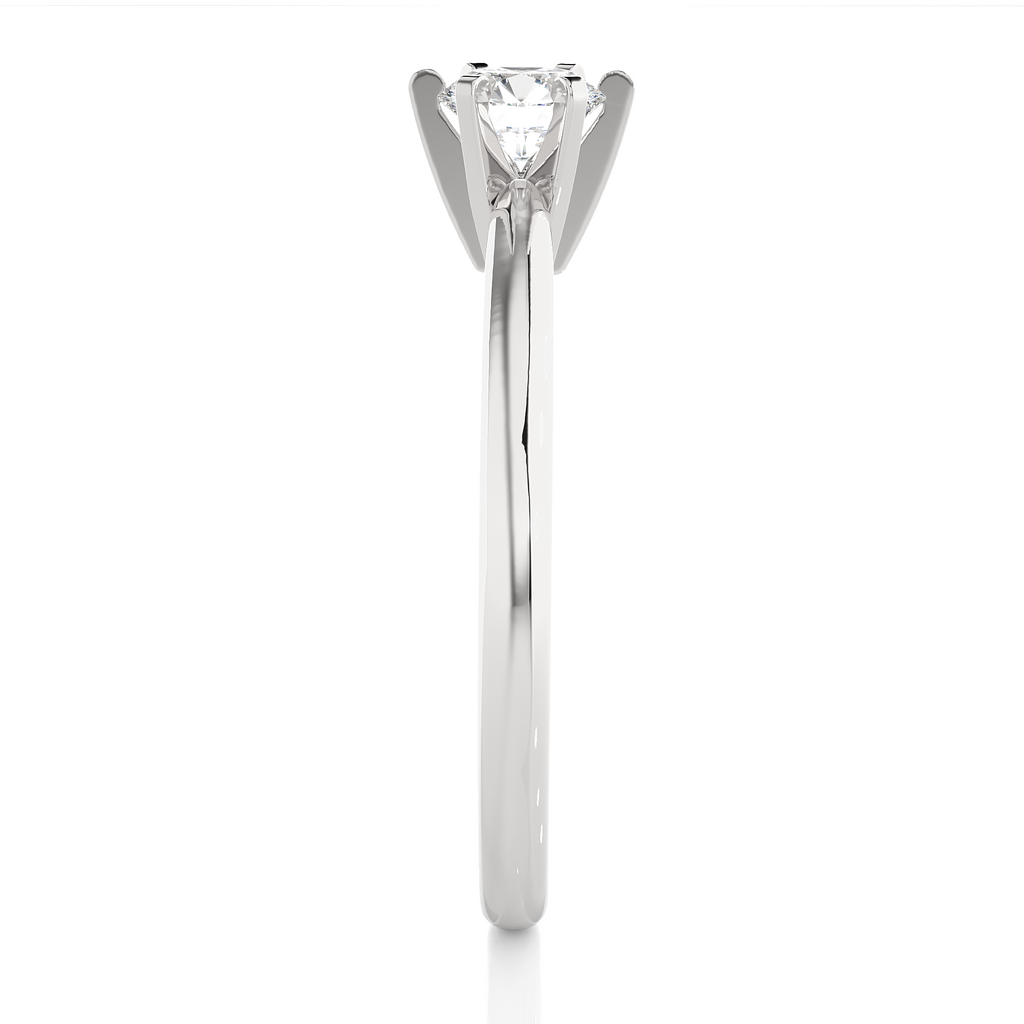 Round Diamond Ring – Circle Diamond Supported from 6 Sides with Plain Gold Band