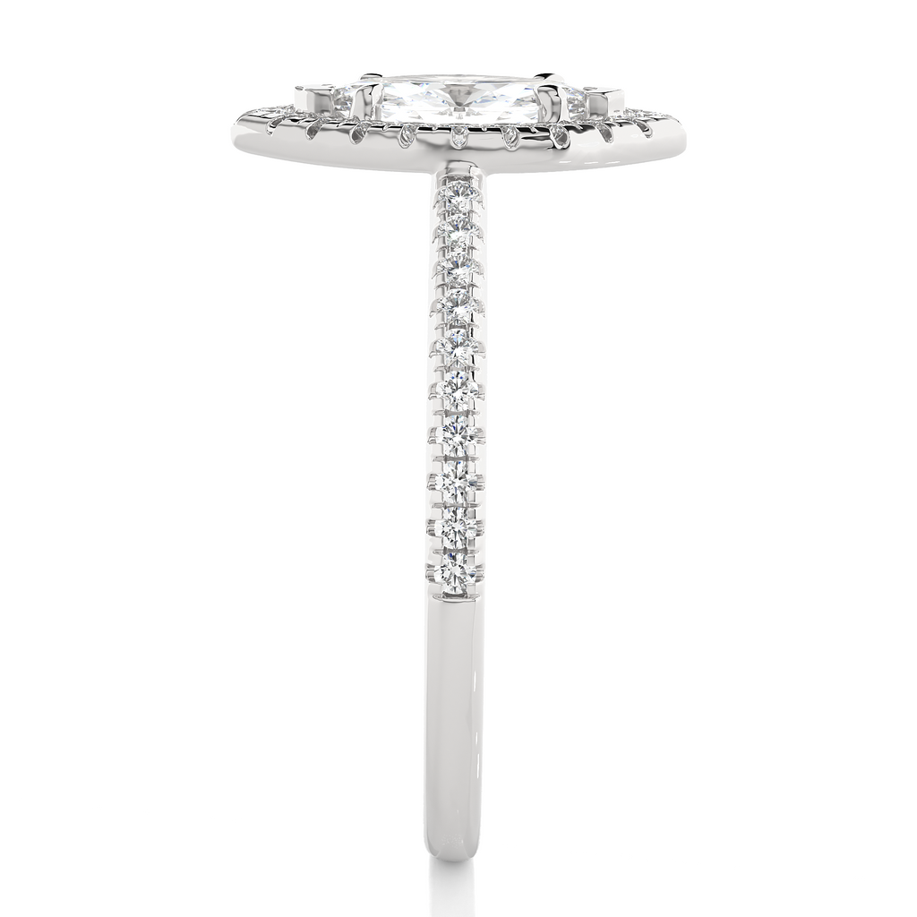 0.29+0.60 Ct Round + Marquise Diamond Ring