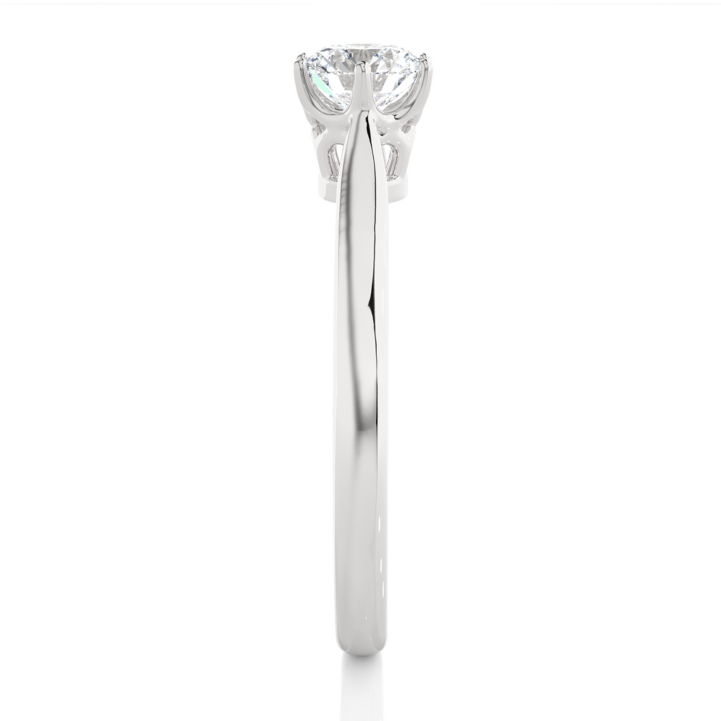 Elegant Round Diamond Ring – Hexagon-Inspired Design with Plain Gold Band
