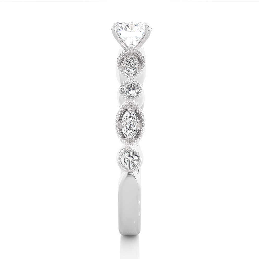 Round Diamond Ring – Design All Around with Solitaire Diamond in the Center