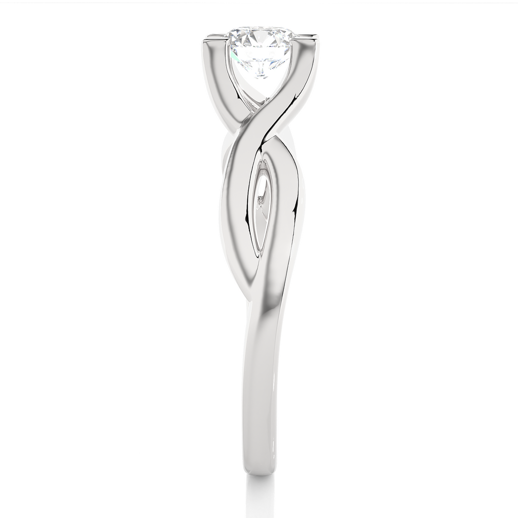Round Diamond Ring – Solitaire Diamond with Elegant Gold Design Around the Band