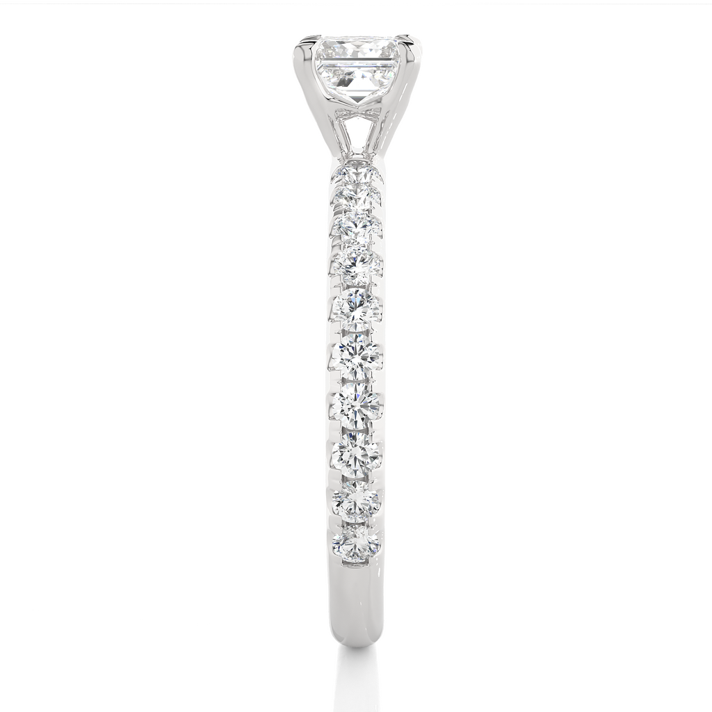 0.6+0.44  Ct Princess + Round Diamond Ring