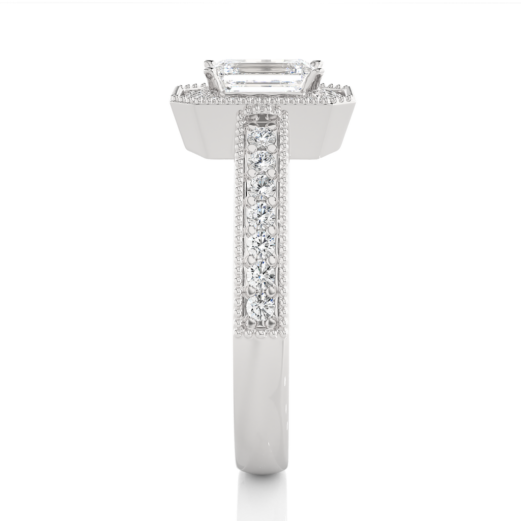0.30+0.8Ct Round + Emerald Diamond Ring