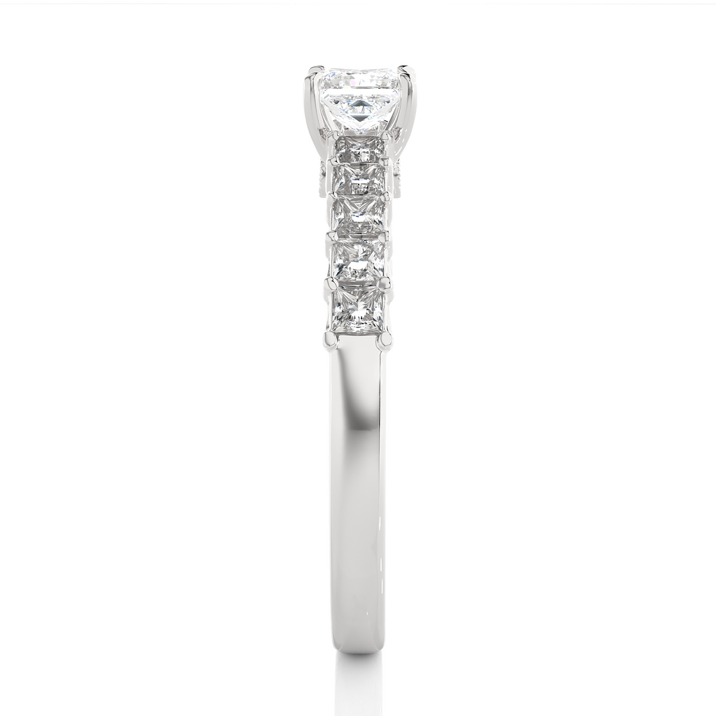 0.40+0.44+0.01 Ct Princess + Princess + Round Diamond Ring