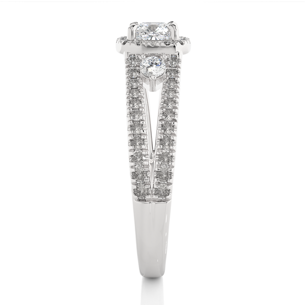 0.5 + 0.49 Ct Cushion + Round Diamond Ring