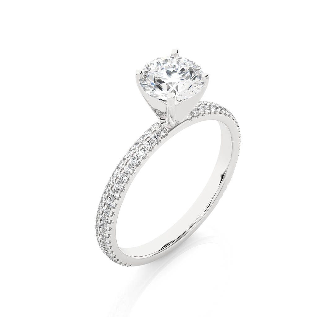 Dazzling Round Solitaire with glittering band