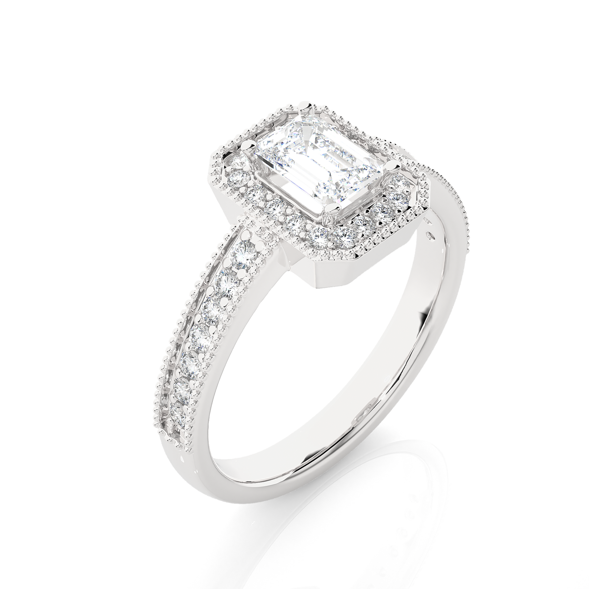 0.30+0.8Ct Round + Emerald Diamond Ring