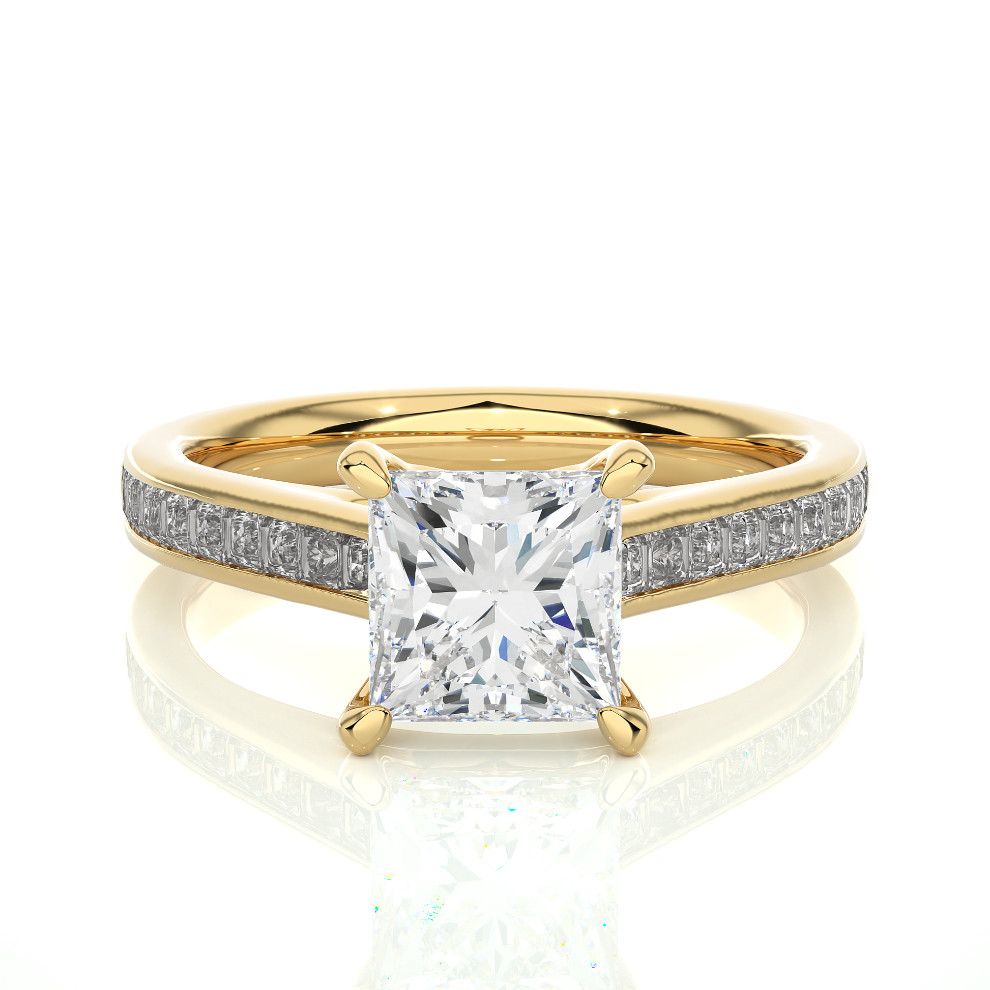 1.5+0.46 Ct Princess Diamond Ring