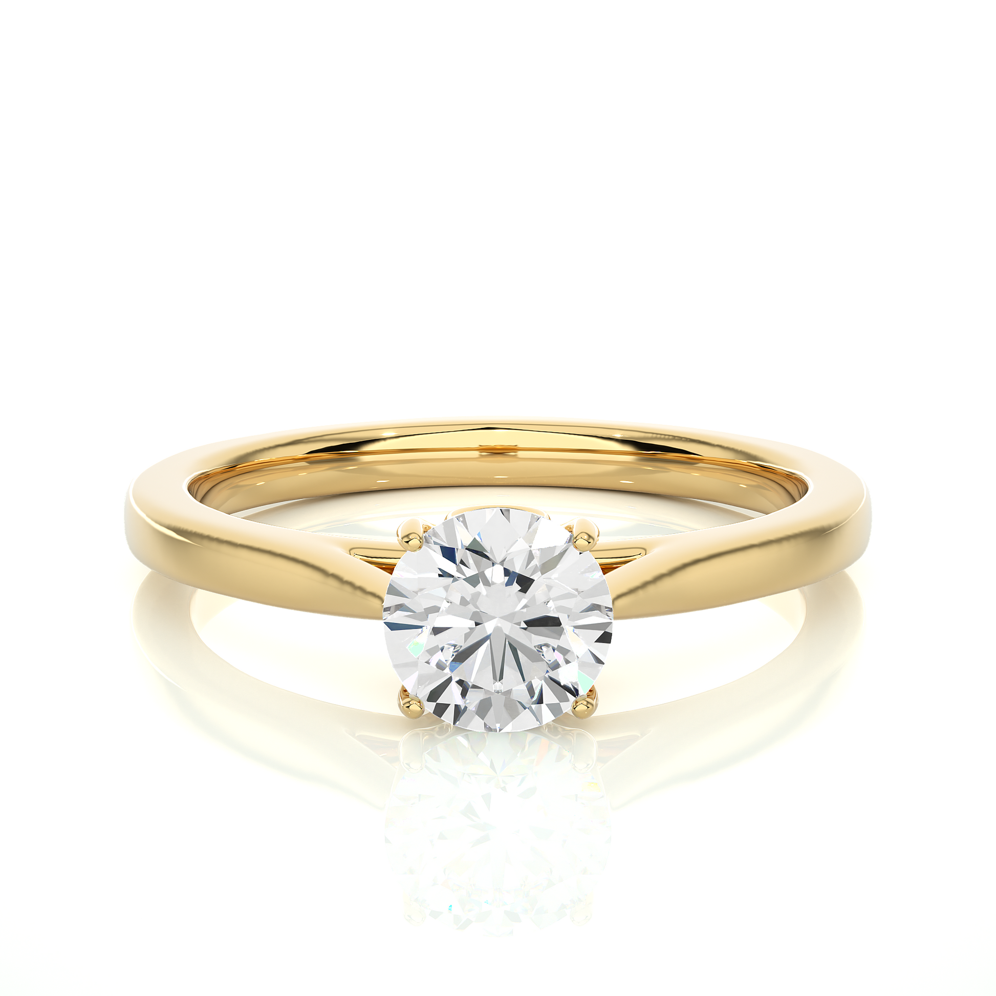 Elegant Round Diamond Ring – Elevated Solitaire Diamond on Plain Band
