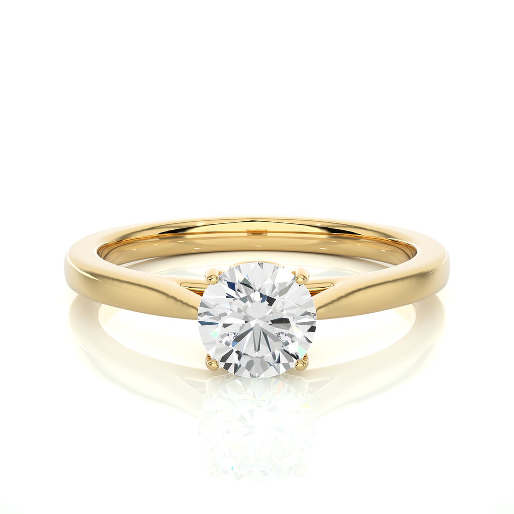 Elegant Round Diamond Ring – Elevated Solitaire Diamond on Plain Band