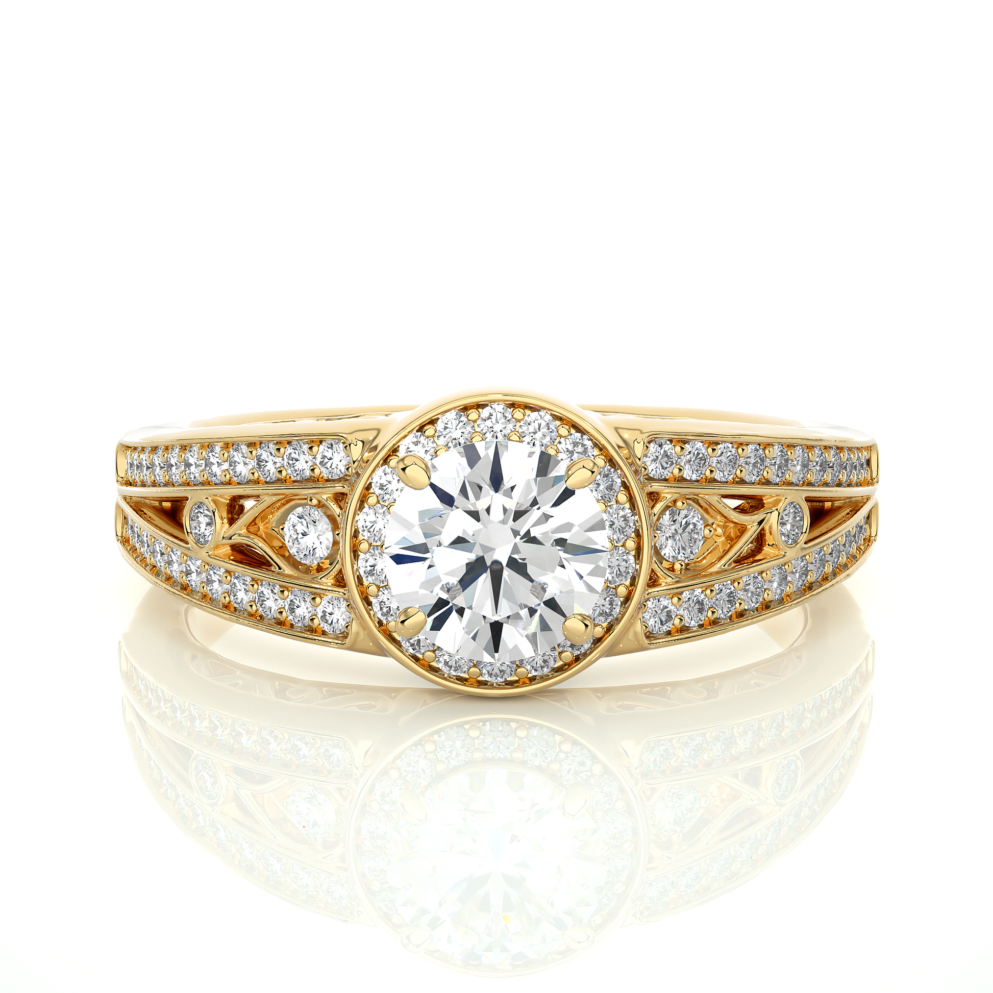 0.7+0.29 Ct Round Diamond Ring