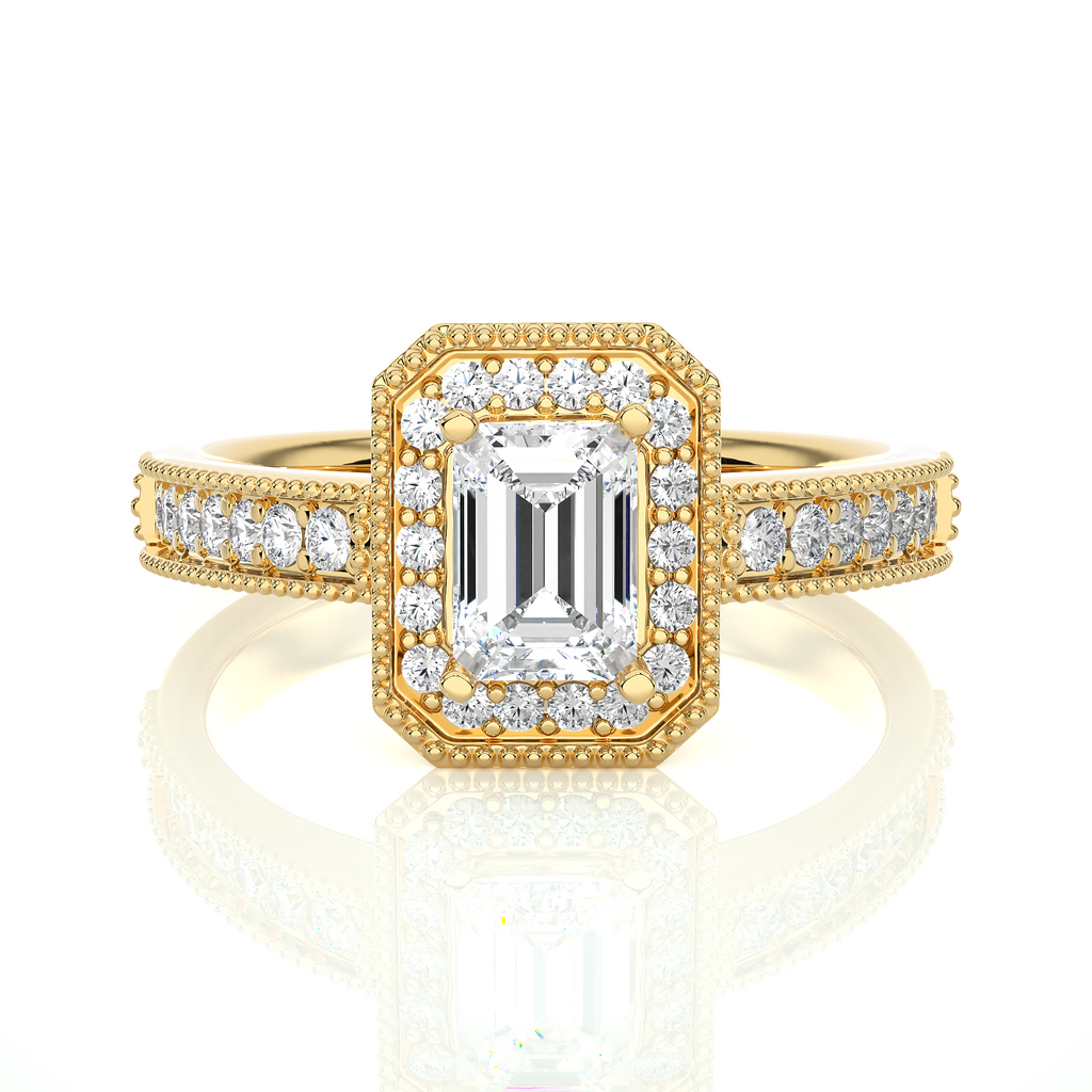 0.30+0.8Ct Round + Emerald Diamond Ring