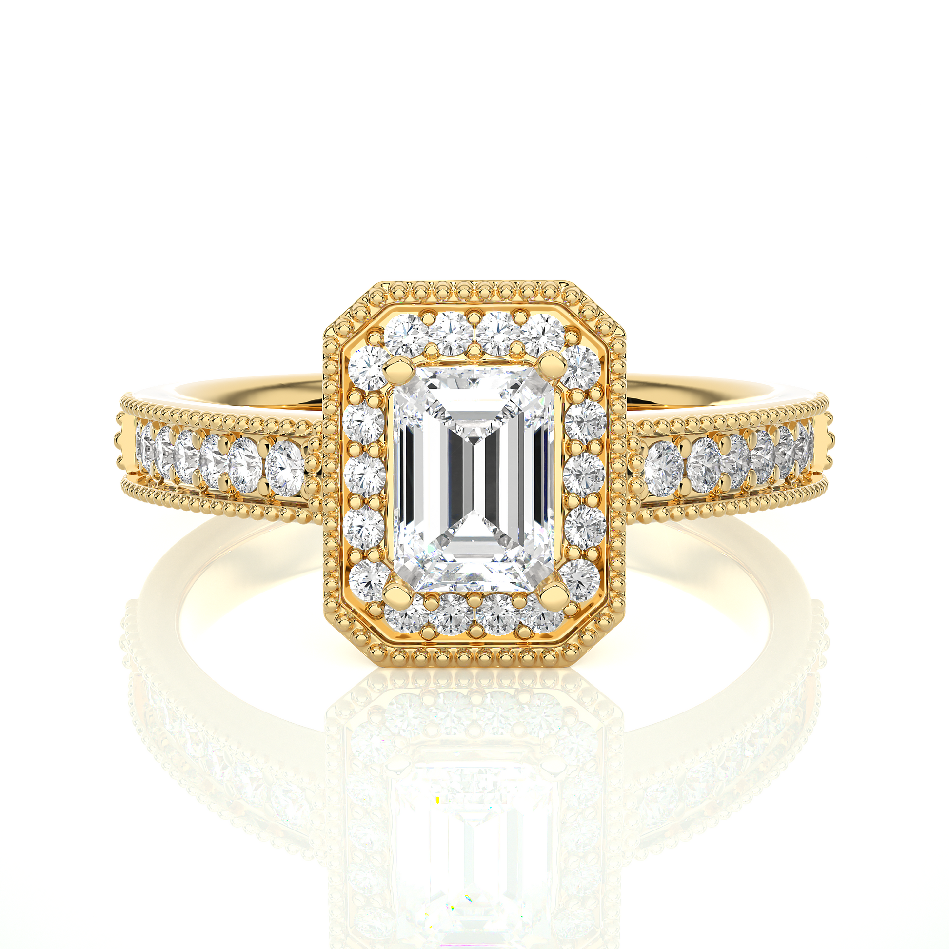 0.30+0.8Ct Round + Emerald Diamond Ring