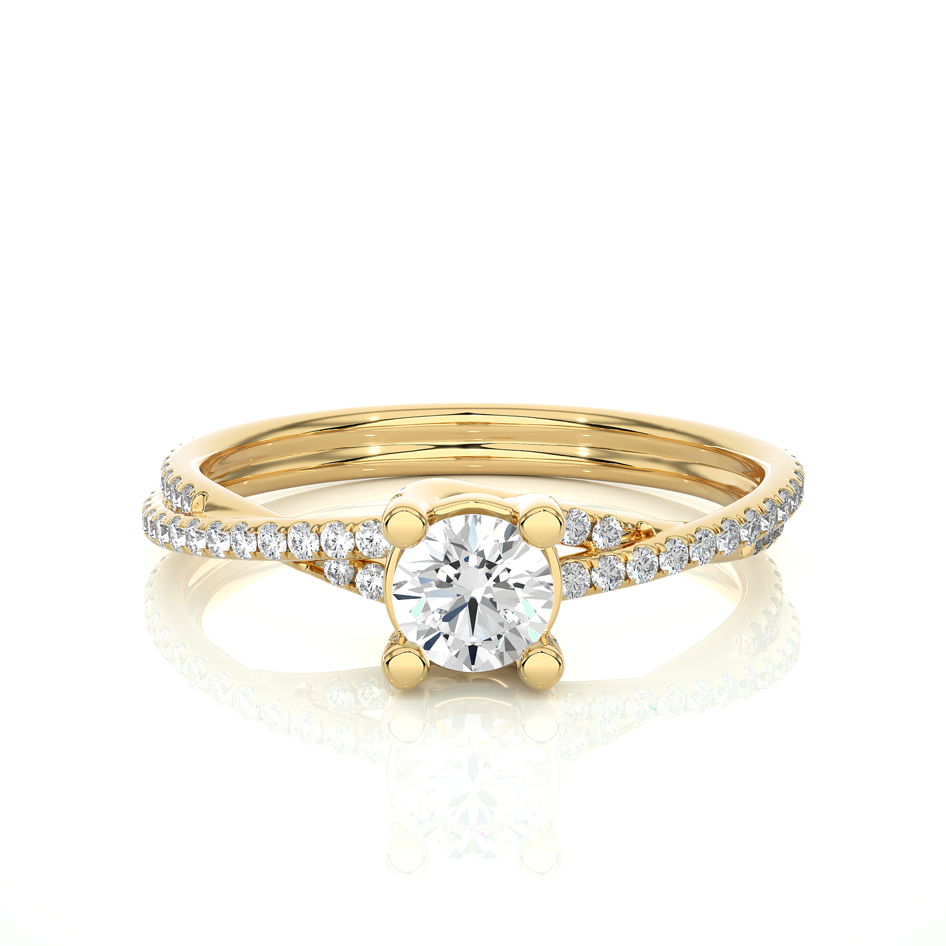 Round Diamond Ring – Solitaire Diamond with Small Diamonds in Stylish, Classy Design