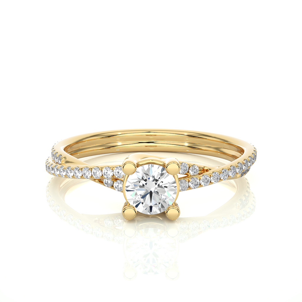 Round Diamond Ring – Solitaire Diamond with Small Diamonds in Stylish, Classy Design