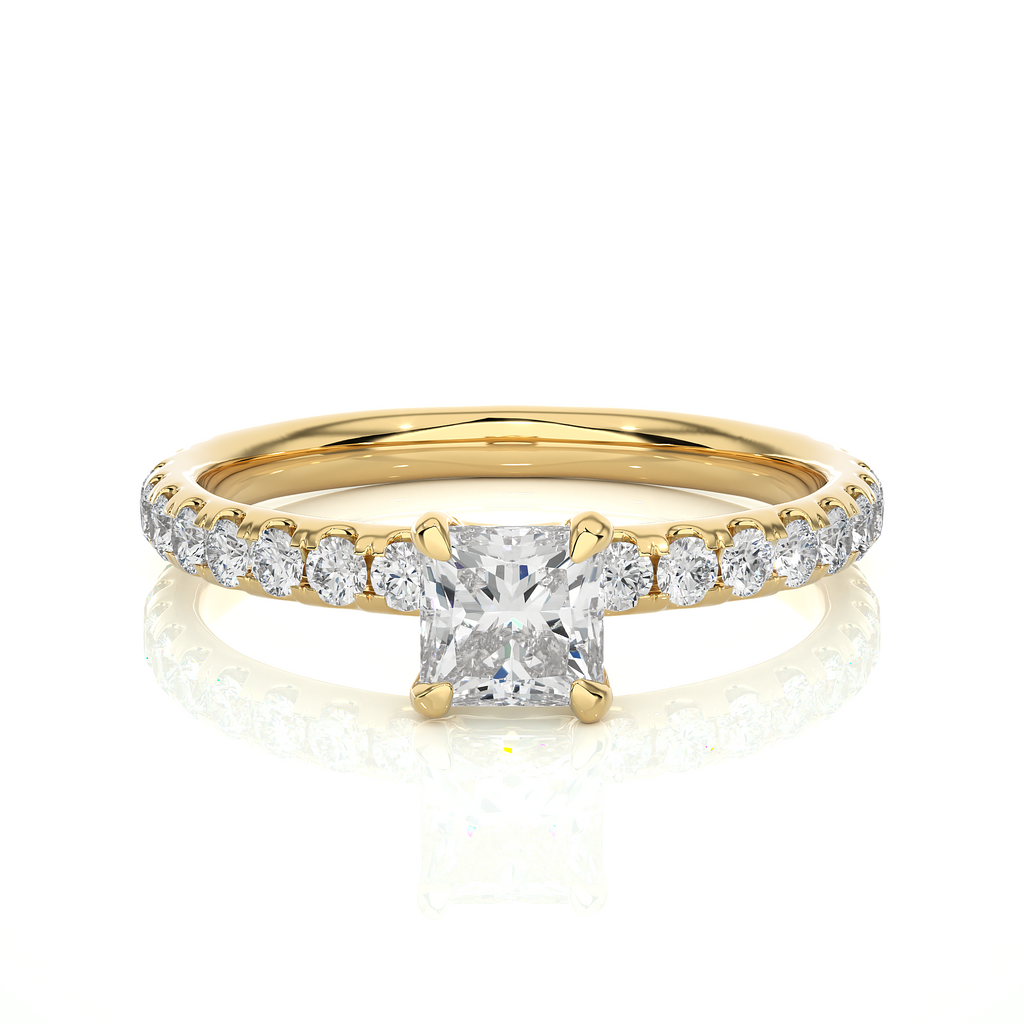 0.6+0.44  Ct Princess + Round Diamond Ring