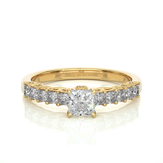 0.40+0.44+0.01 Ct Princess + Princess + Round Diamond Ring