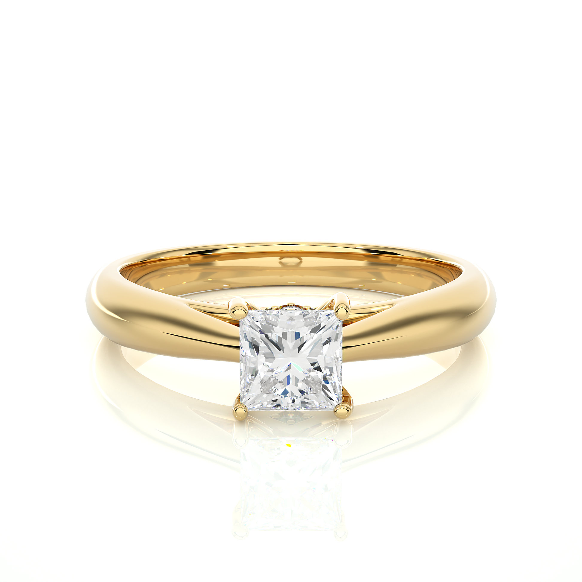 Round + Princess Diamond Ring – Elegant Diamond Pairing in Gold