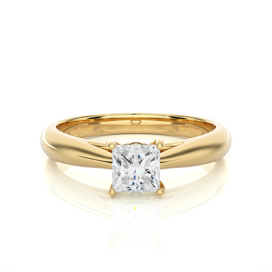 0.02+0.8 Ct Round + Princess Diamond Ring