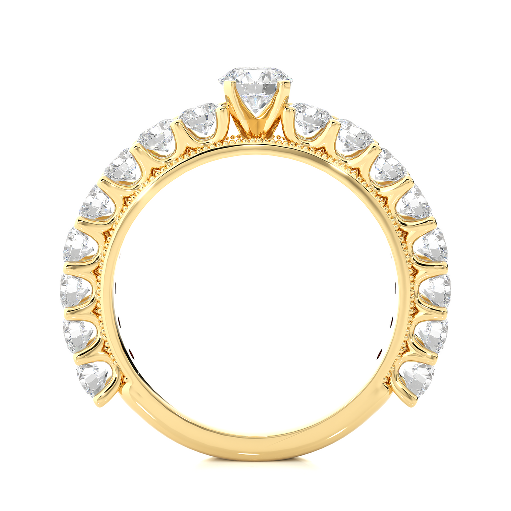Round Diamond Ring – Solitaire Diamond with Smaller Diamonds
