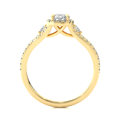 0.5 + 0.49 Ct Cushion + Round Diamond Ring