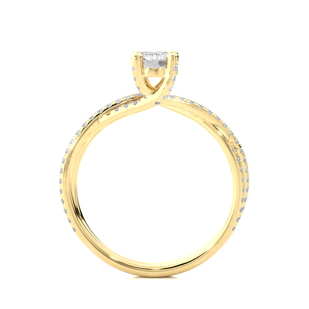 Round Diamond Ring – Solitaire Diamond with Small Diamonds in Stylish, Classy Design