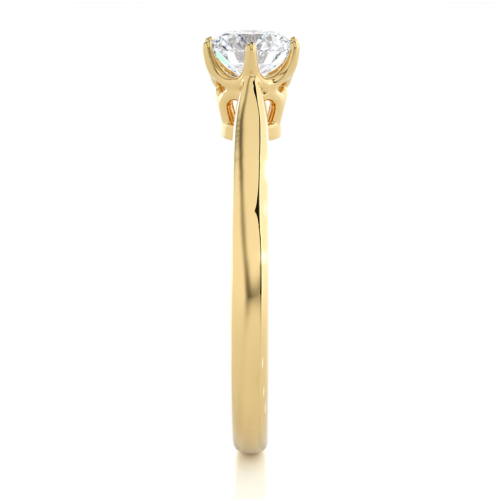 Elegant Round Diamond Ring – Hexagon-Inspired Design with Plain Gold Band