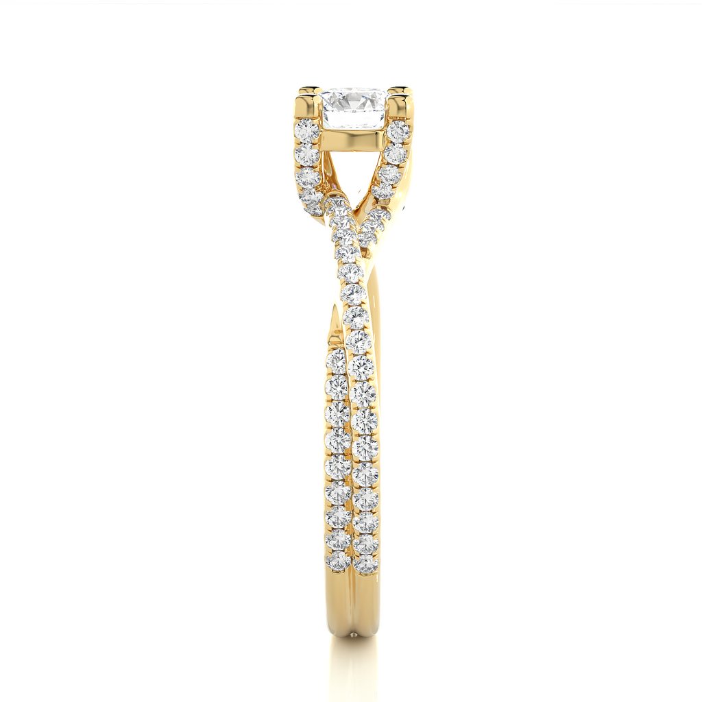 Round Diamond Ring – Solitaire Diamond with Small Diamonds in Stylish, Classy Design