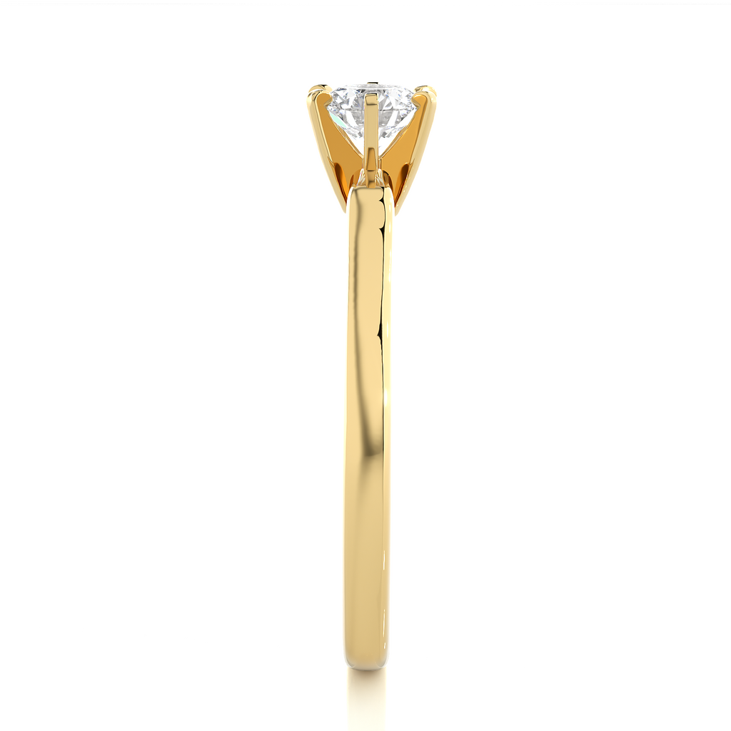 Round Diamond Ring – 6-Side Supported Round Diamond with Plain Gold Band