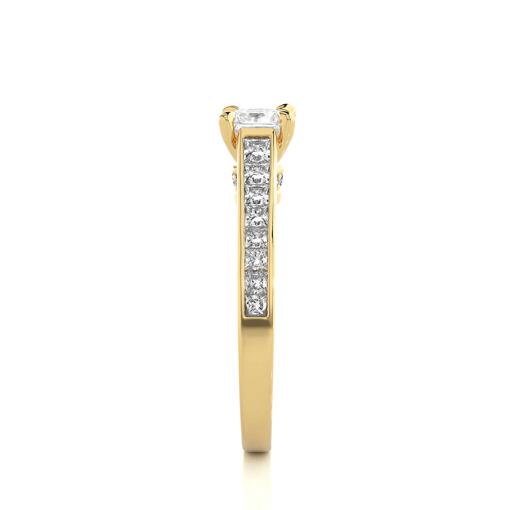0.50+0.51+0.27 Ct Princess + Princess +Round Diamond Ring