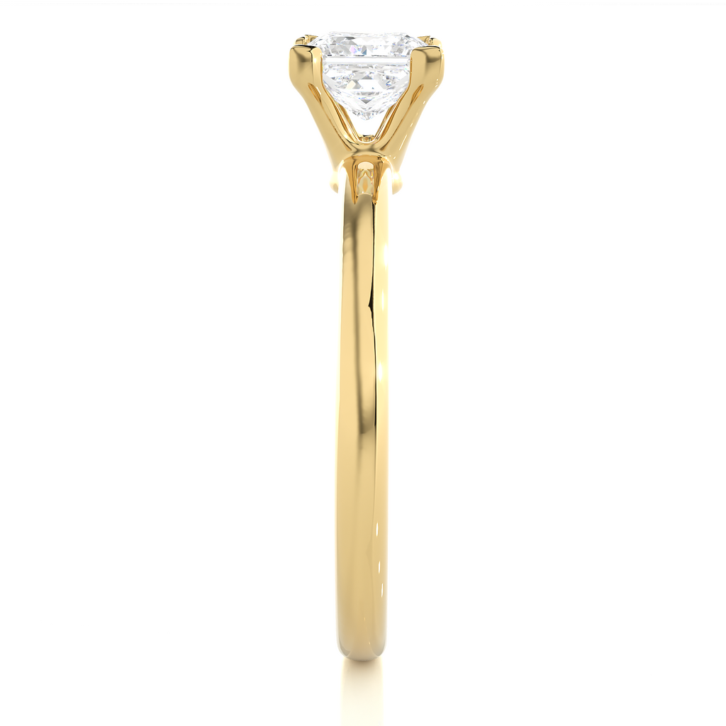 Princess Diamond Ring – Square Diamond Solitaire with Plain Gold Band