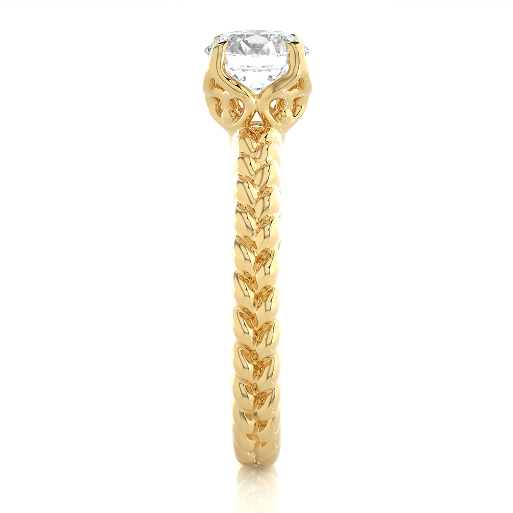 Round Diamond Ring – Solitaire Diamond with Beautiful Design Around the Gold Band