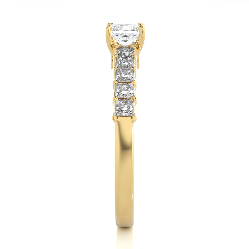 0.40+0.44+0.01 Ct Princess + Princess + Round Diamond Ring