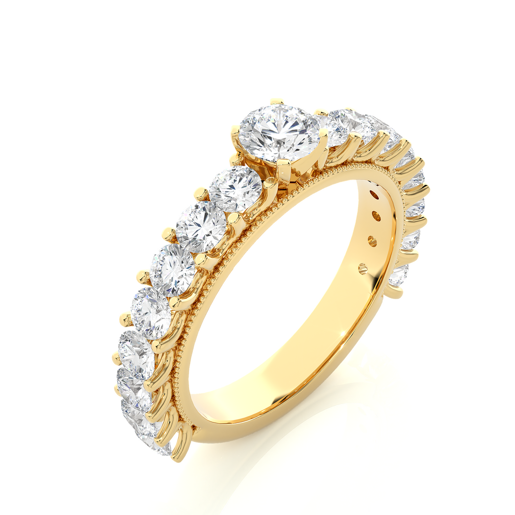 Round Diamond Ring – Solitaire Diamond with Smaller Diamonds