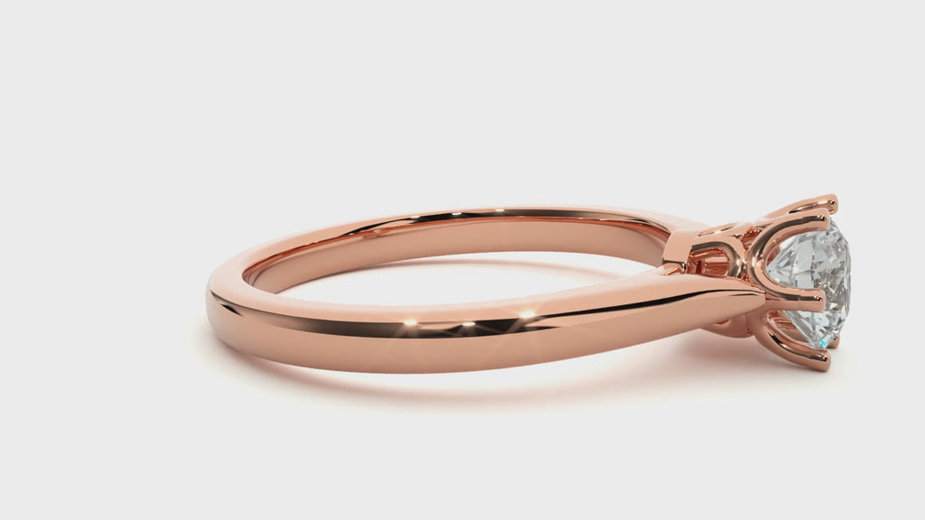 Elegant Round Diamond Ring – Hexagon-Inspired Design with Plain Gold Band