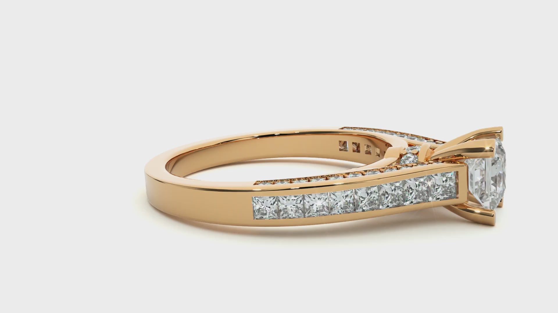 0.50+0.51+0.27 Ct Princess + Princess +Round Diamond Ring