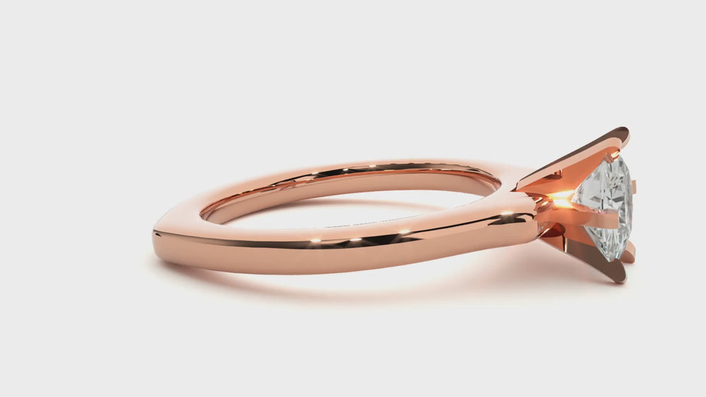 Round Diamond Ring – 6-Side Supported Round Diamond with Plain Gold Band