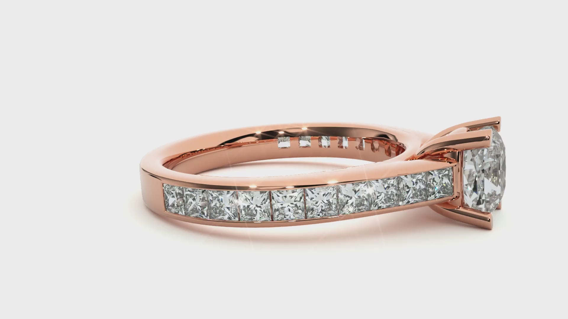 1.1+1.0  Ct Cushion + Princess Diamond Ring
