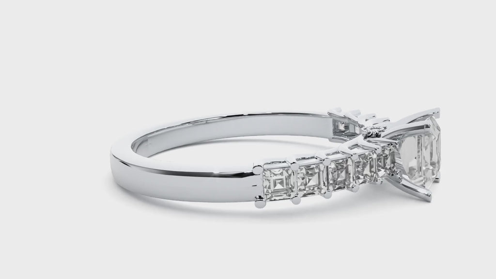 0.40+0.44+0.01 Ct Princess + Princess + Round Diamond Ring
