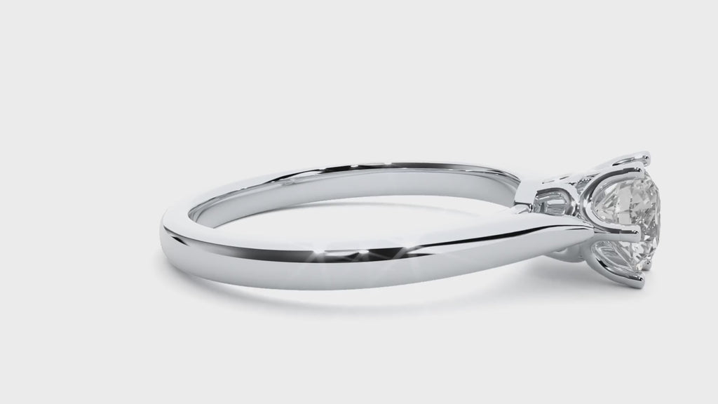 Elegant Round Diamond Ring – Hexagon-Inspired Design with Plain Gold Band