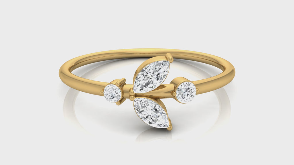 0.15 Ct Round + marq Diamond Ring