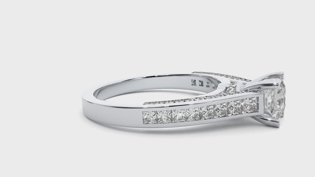 0.50+0.51+0.27 Ct Princess + Princess +Round Diamond Ring