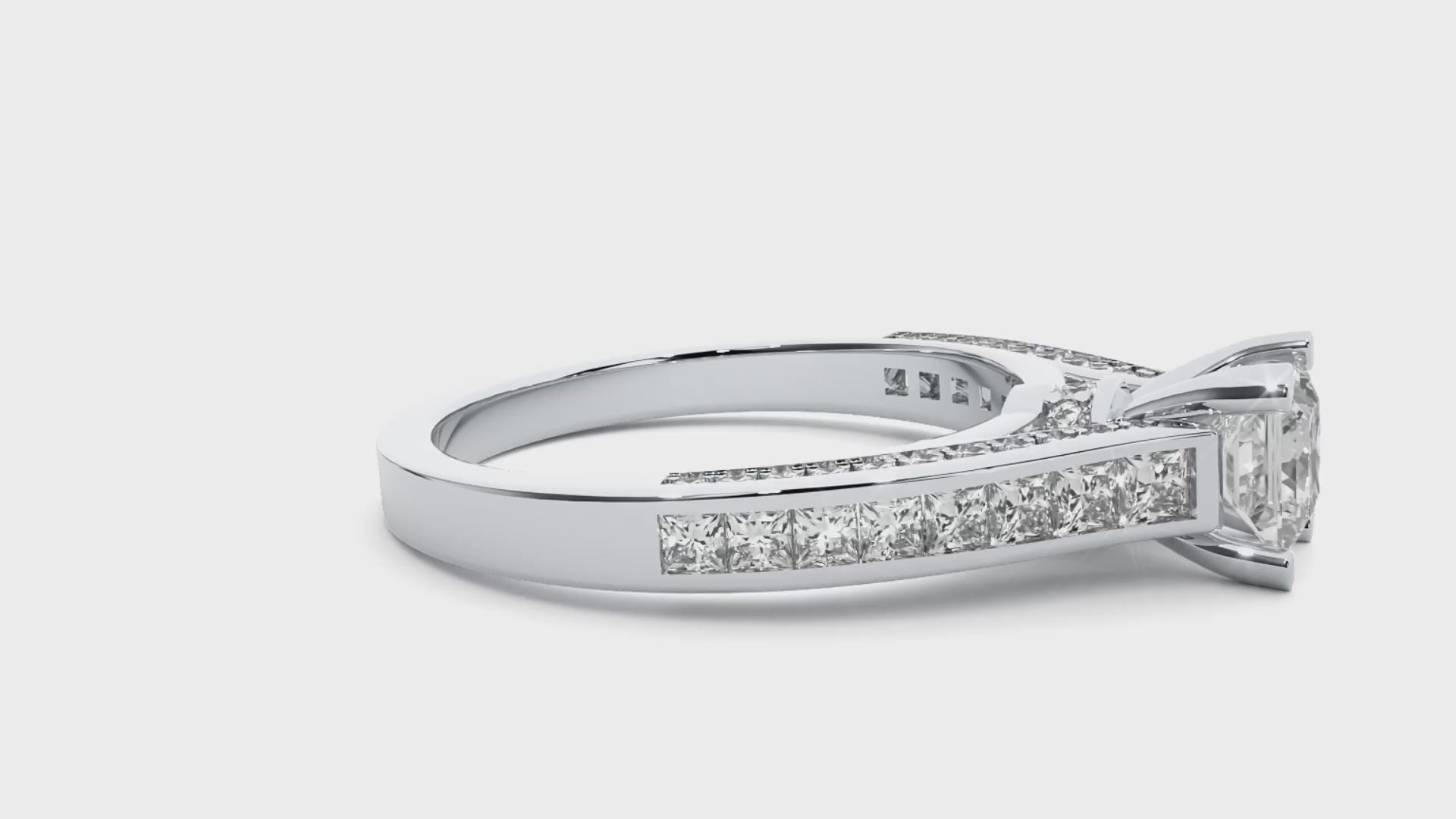 0.50+0.51+0.27 Ct Princess + Princess +Round Diamond Ring