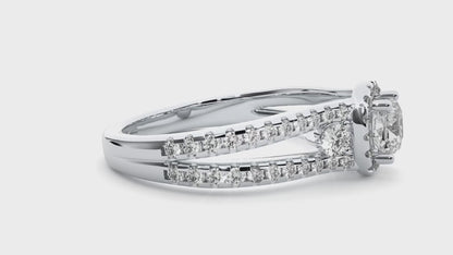 0.5 + 0.49 Ct Cushion + Round Diamond Ring