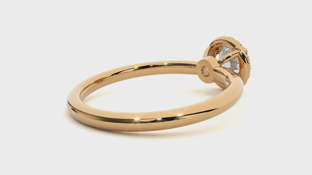 Round Diamond Ring – Solitaire Circle Diamond with Small Diamonds Around on Plain Band