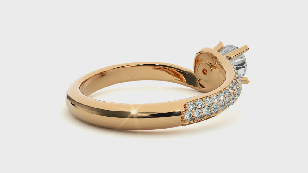 Round Diamond Ring – Solitaire Diamond with Two Lines of Small Diamonds Embedded Around