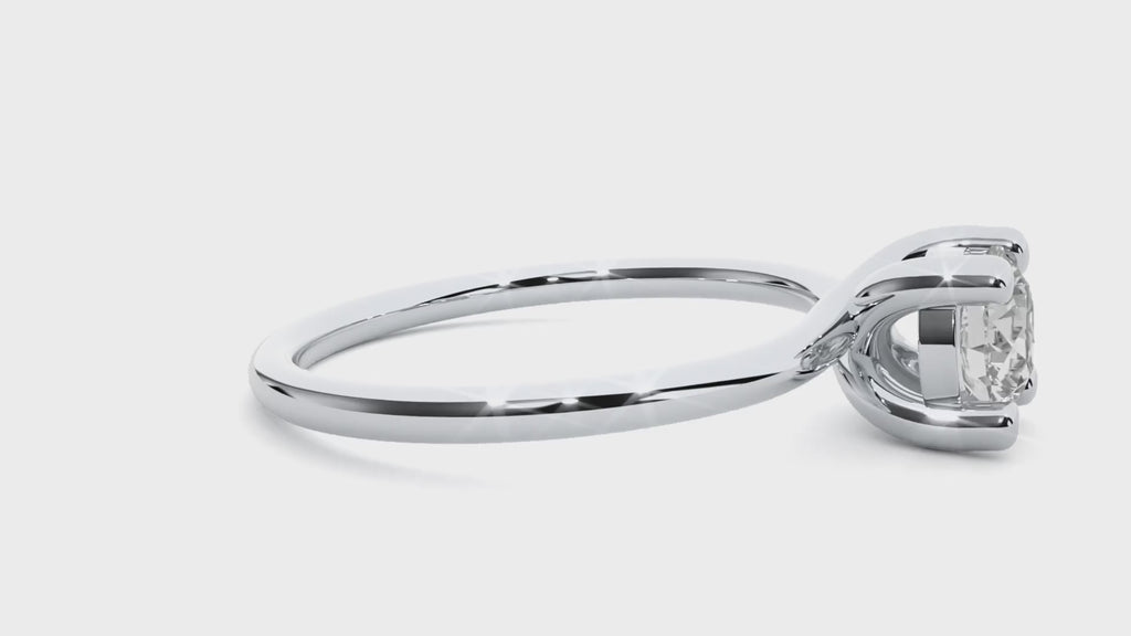 Classic Round Diamond Ring – Plain Band with Solitaire Diamond in the Center