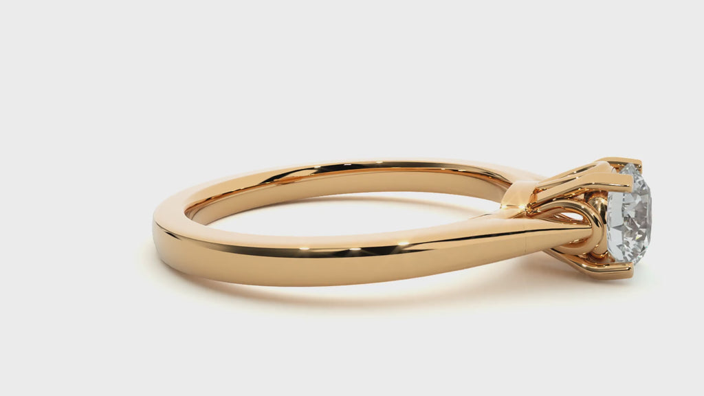 Elegant Round Diamond Ring – Elevated Solitaire Diamond on Plain Band