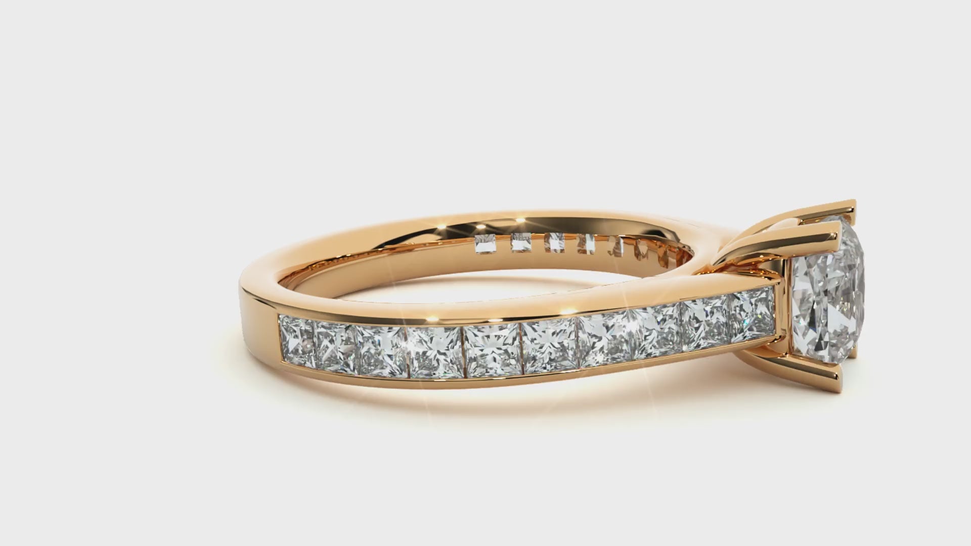 1.1+1.0  Ct Cushion + Princess Diamond Ring