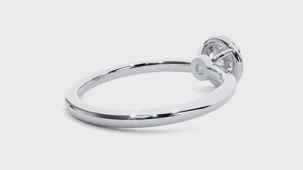 Round Diamond Ring – Solitaire Circle Diamond with Small Diamonds Around on Plain Band